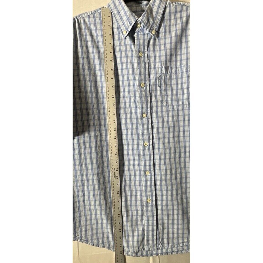 US Polo Assn Mens Blue Plaid‎ Short Sleeve Button Shirt Size Medium - Picture 2 of 6